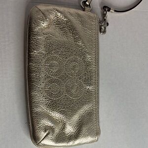 Coach Gold Wristlet Clutch Excellent Preowned Condition